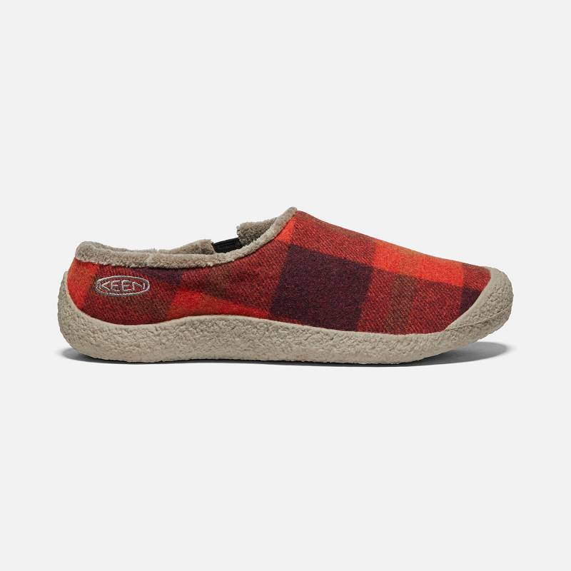 Keen Howser Hausschuhe Damen DE-19324 Red Plaid/Brindle - Keen Damenschuhe Rot